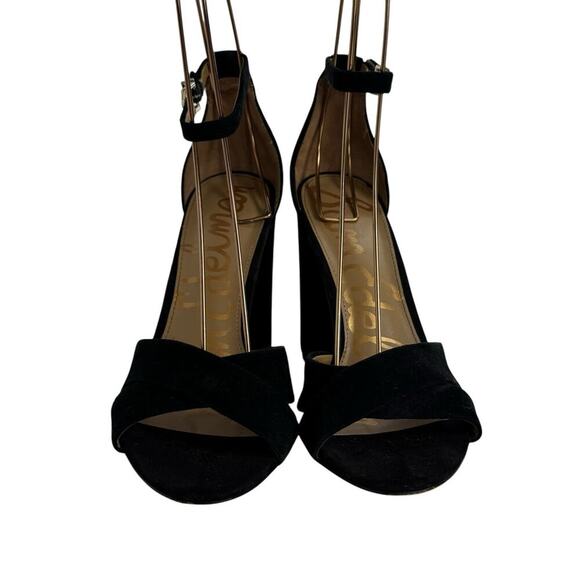 Sam Edelman Yancy Suede Ankle Strap Peep Toe Block Heel Sandals Black Womens 8.5 - Picture 6 of 16